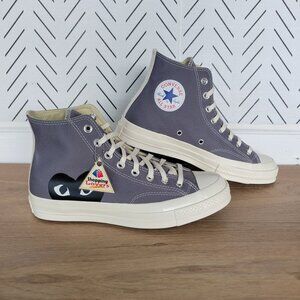 Comme Des Garçons Play Hearts Converse Chuck 70 Hi Women Shoes 10.5 Gray 171847C